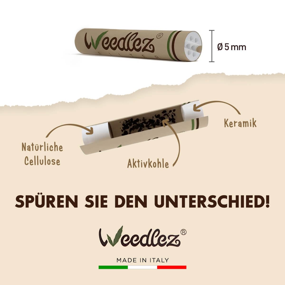 Mister Canapa, Aktivkohlefilter und natürliche Zellulose, 250 Stück, Durchmesser 5 mm