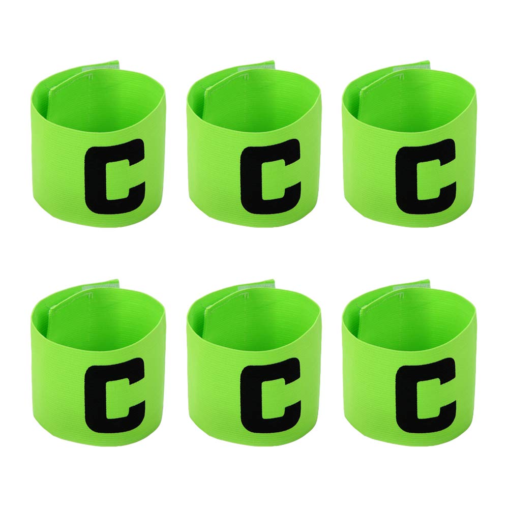 6 Pcs Adjustable Elastic Soccer Captain Armband Arm Bands Football Basketball Player Bands for Youth Adult Green-image-48