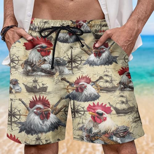 Chicken Mens Swim Trunks - Chicken Lover Mens Shorts Swimsuit Bathing Suit Board Shorts Men's Series 062