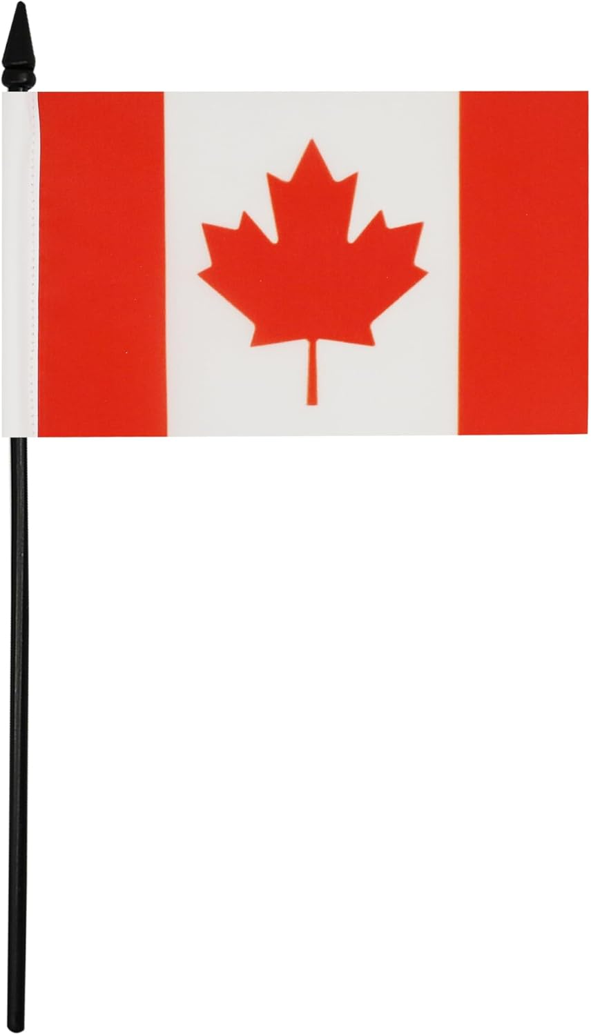 Canada Table Flag 4'' x 6'' - Canadian Desk Flag 15 x 10 cm - Black plastic stick and base - AZ FLAG - Image 2