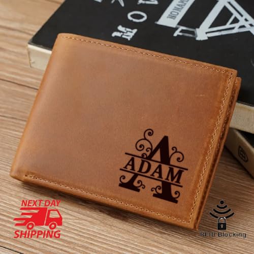 Personalized Leather Wallet For Men Engraved Valentine's Day Gift Name & initial Custom Slim Wallet Customized Bifold Wallets For Men Engraved Genuine Leather Custom Father's Day Wallet Gift Anniversary Gift For Him3