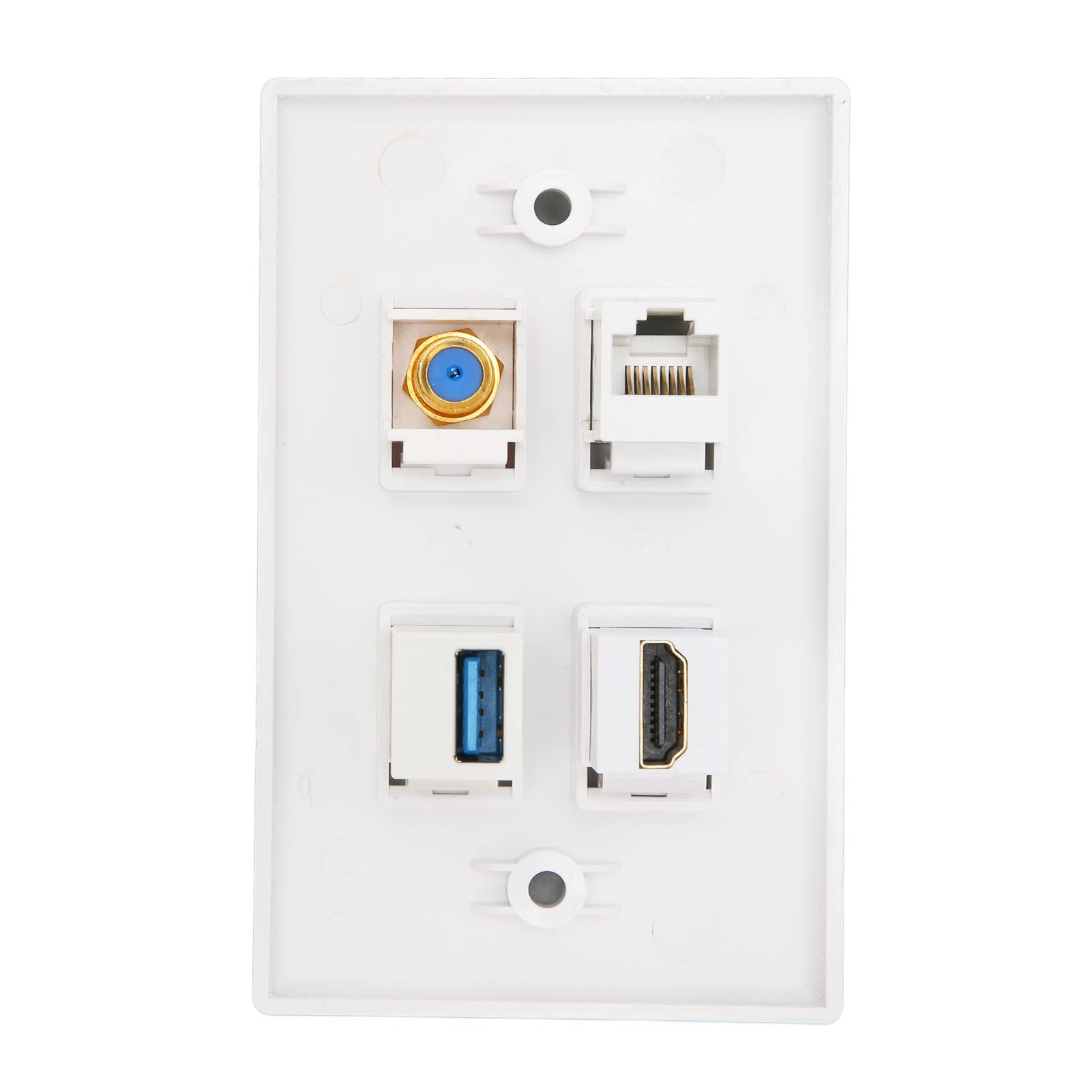 4-portowa Płyta ścienna HDMI, Wielofunkcyjna Płyta ścienna z Portami HDMI, Typu F, USB3.0, Cat6, Portem Ethernet RJ45 do Telewizora HDTV, Odtwarzacza Wideo, Projektora, Komputera Itp.