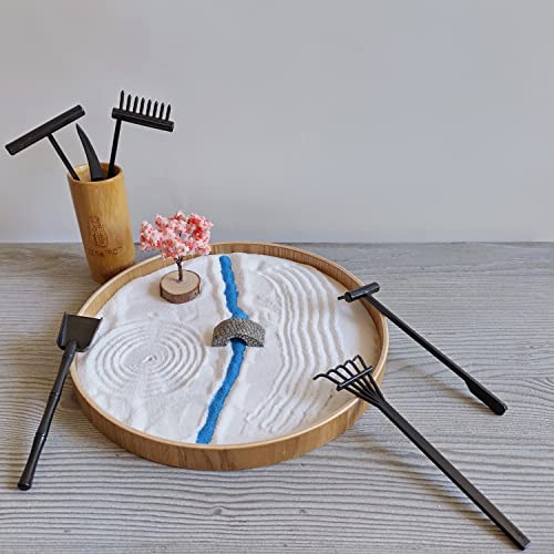 ZEN&TAO Japanese Miniature Zen Garden Six Pieces Tools Kit Set Stylish Design Easy to Clean Mould Free Sturdy and Functional Perfect Match for DIY Mini Zen Garden (Black) - Image 4