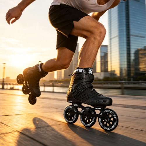 Miniatura 5 de Sktyee - Patines En Línea De 3 Ruedas Para Hombres Y Mujeres, Patines Profesionales Para Adultos, Cómodos Y Transpirables Con Forro Lavable, Principiante, Negro
