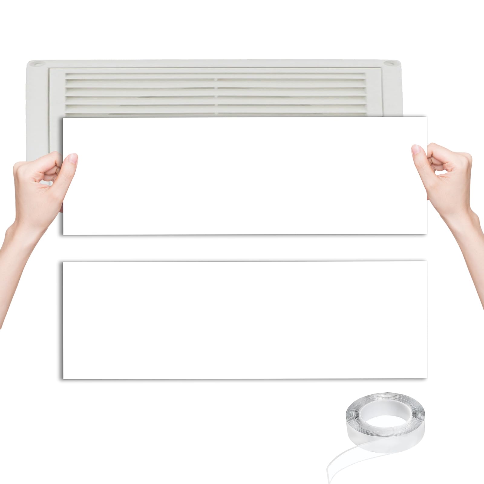 4 piezas Cubierta de ventilación magnética Cubiertas de ventilación con nanoadhesivo Air Vent Covers Registro de Aire para Casa PVC Blanco 14 x 30,5 cm
