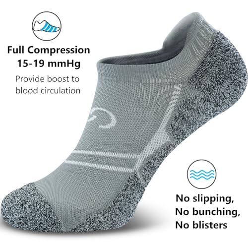 Image of CWVLC No Show Sports Compression Socks for Men Women with Cushion (4 /8 Pairs)