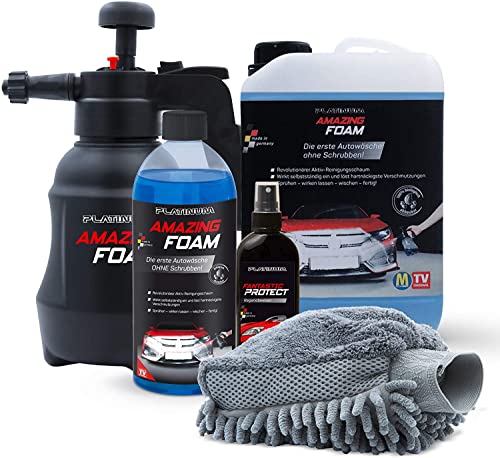 Mediashop Platinum Amazing Foam Edition Starter Set - Autowaschmittel & Autopflege reinigt hartnäckigen Schmutz und verleiht Glanz auch als Cockpit Reiniger alle Oberflächen
