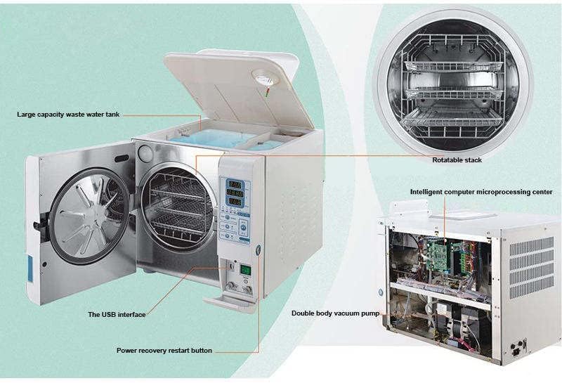 BoNew-Oral GETIDY 23L Autoclave Class B Vacuum Automatic Control High Temperature High Pressure Steam Water and Steam Separation Design with Dry Fucntion Can USB Connector Records