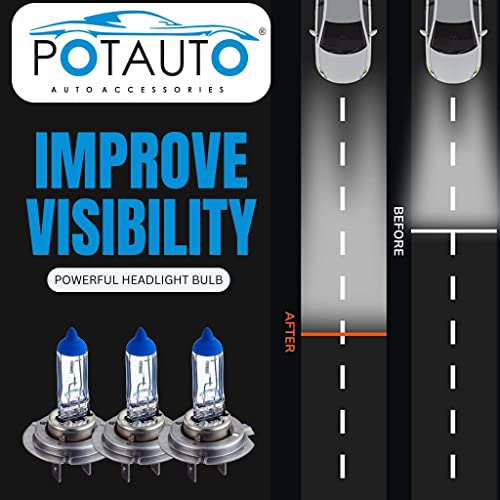 Image of Potauto H7 STANDARD Head Light Halogen Bulb For Car, 12V 100W - PX26d | 3200K | Pack of 10