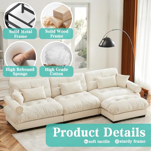 Image of SoarFlash SorFlash Sectional Sofas Couches for Living Room, L Shaped Couch Sofa Set, Small Couches for Small Spaces, Apartment with Movable Ottoman, Beige