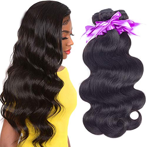 Brazilian Body Wave Human Hair 3 Bundles Deal（18 20 22）100% Unprocessed Brazilian Human Hair Weave Bundles Extensions Natural Black Color