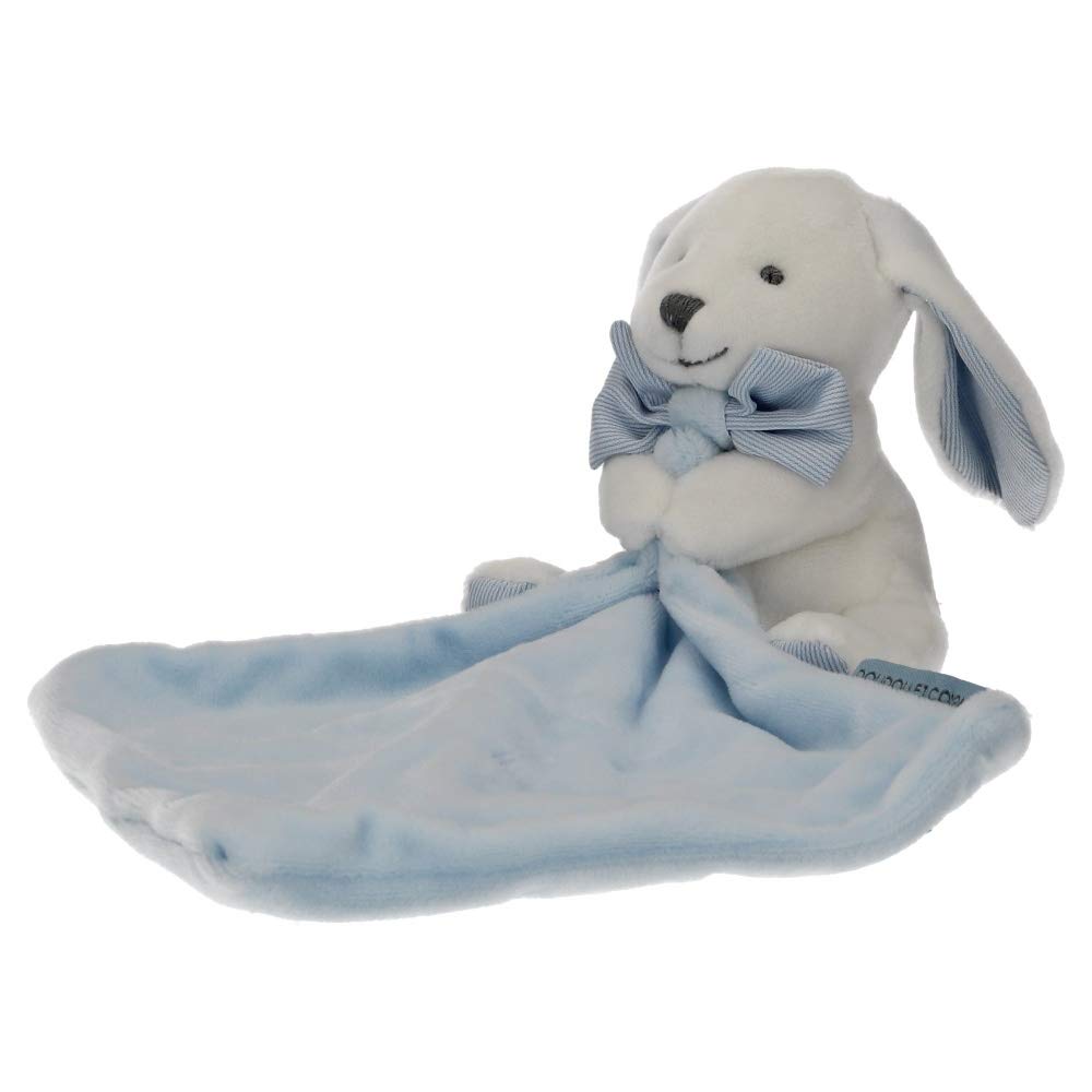 Doudou et Compagnie - Soft Toy Rabbit Handkerchief - Flower-Shaped Box - Blue - Gift Idea for Newborn Baby Girl and Boy - DC3338