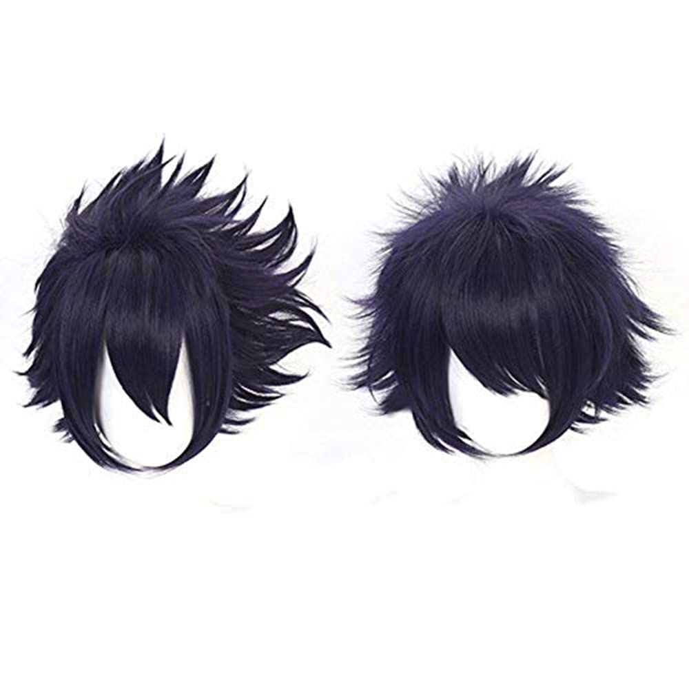 Black Purple Short Messy Heat Resistant Synthetic Costume Hairs for Men Women Halloween Cos Anime Party Replacement Wigs - Image 4