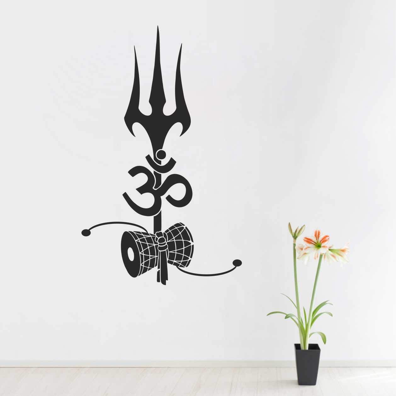 Shiva PVC Trishul Om Wall Sticker & Decal (Black Matte, 46 X 100 cm)-image-9