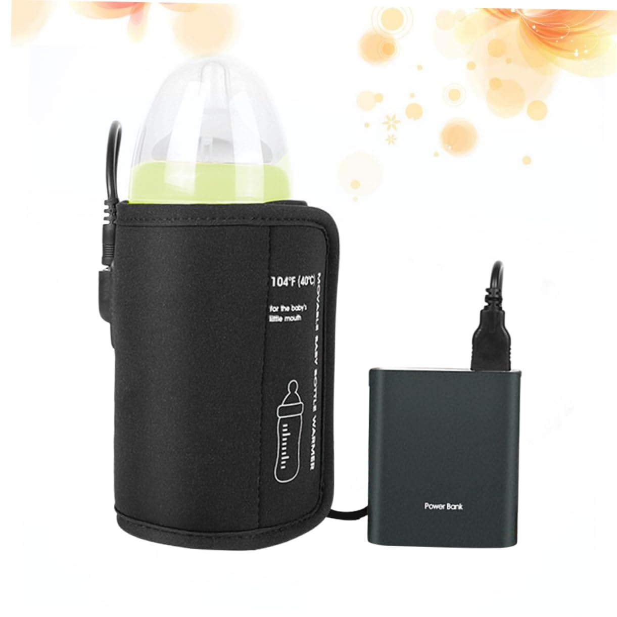 VICASKY 2pièces -biberon Usb Pour Accessoire De Voyage Pratique Pour Lait Et Boissons Chaudes Compatible Biberons Noir