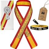 Pulsera Virgen del Pilar - Cinta Original de la Virgen del Pilar de 40 cm con Impresión de 36,5 cm - Diseño Tradicional de Seda Ajustable -Símbolo de Fe y Devoción Pulsera España Mujer y Hombre