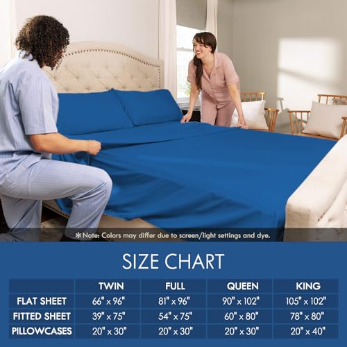 Image of ClevaHome Sheets Twin Size Bed Set - 4 Piece Fitted Sheets Set Royal Blue