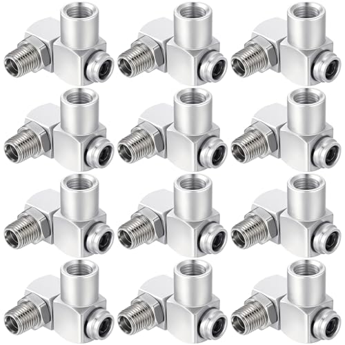 Otoolling 12 Packs 1/4 Inch NPT 360 Degree Swivel Air Hose Connectors, Industrial Air Hose Fittings and Portable Compressor Tool Fittings(Sliver)