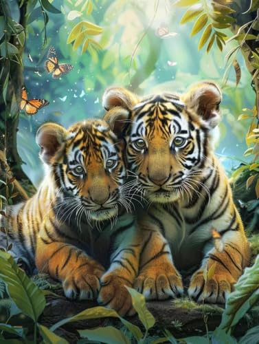 Kit peinture diamant adulte grand format 70x90cm anti-stress avec motif tigre 5D
