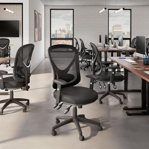 Image of Staples Ergonomic Mesh Task Chair, Lumbar Support, Black, 2-Pack | Breathable mesh back chairs for shared workspaces or multi-desk offices.