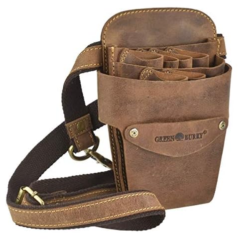 Greenburry Friseurtasche Scherentasche Scherenholster Werkzeugtasche antikbraun Leder Vintage Cover