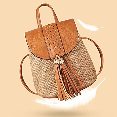 Sac a Dos de Paille Sacs à Main Portés Dos Ethnique Bohème pour le Shopping Dating Party Vacances Voyage en Plein Air