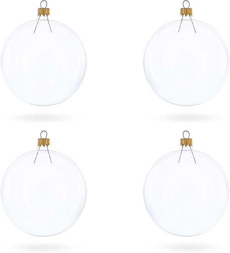 Juego de 4 bolas de cristal transparente adornos de Navidad DIY Craft 4 pulgadas