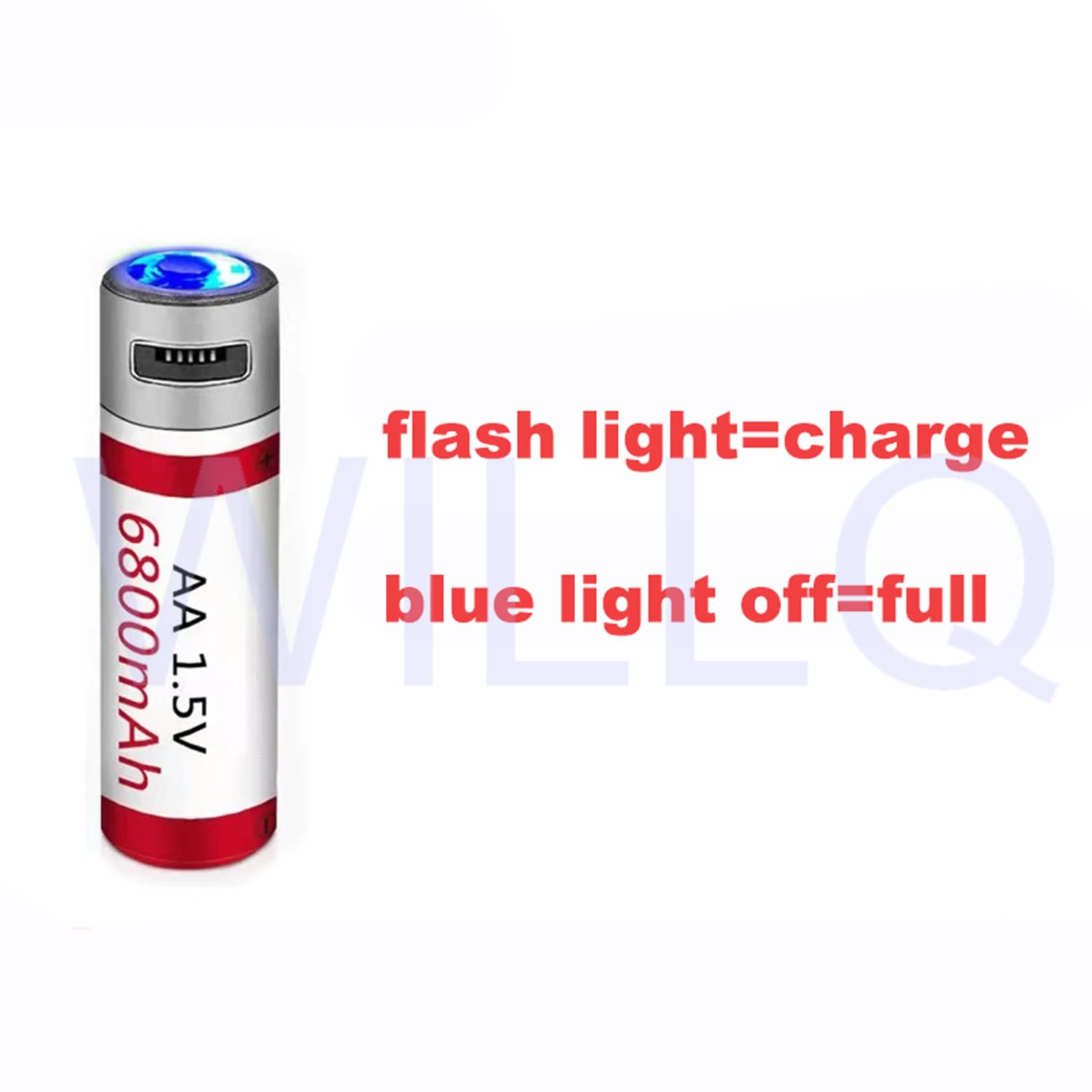 Batería Recargable de Litio AA de 6800 mAh con Salida USB Constante de 1,5 V y Carga rápida de 2 Horas con Cable USB. Más de 1000 ciclos de Carga. Batería AA.