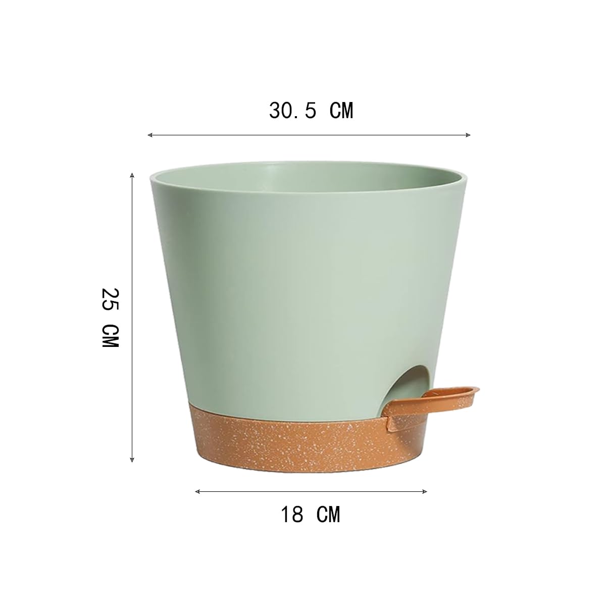 Macetas, macetas de riego automático con orificio de drenaje, 30.5+25.4CM macetas de plástico verde, macetas de vivero para todas las plantas de interior, violetas africanas, flores y cactus 2pcs/set