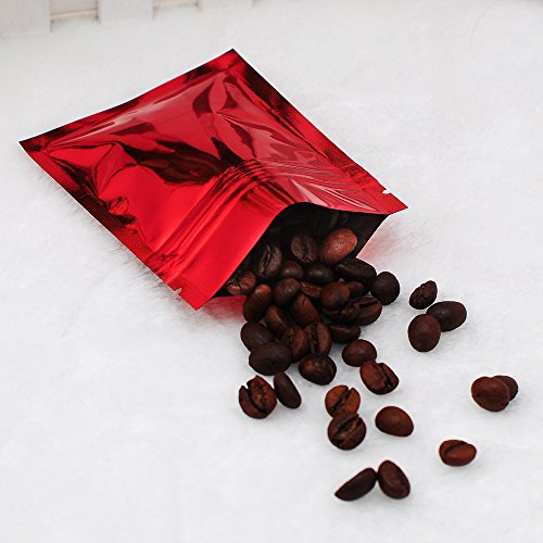 100 Pcs Smooth Red Dual-Sided Foil Mylar Resealable Top Pouches Exterior Size 7.5X10Cm (3X4") #TOP4
