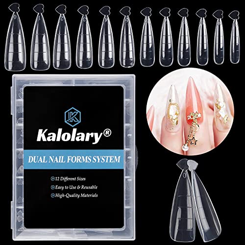 Kalolary 120 pièces Gel Nail Dual Form Stiletto Forme Nail Moule système Outil D'extension de Manucure D'ongle pour Poly UV Gel, poignée en Forme de Coeur
