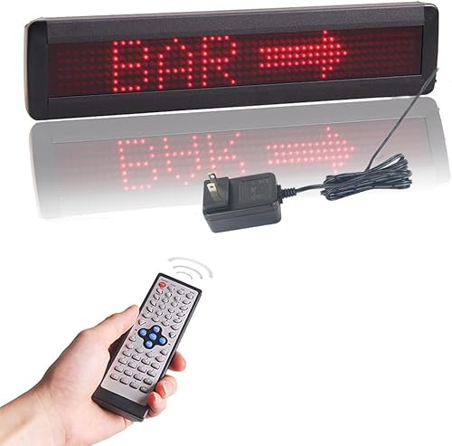 Señal LED programable, señal LED de desplazamiento de alta resolución, tablero de mensajes LED rojo con control remoto y protección de contraseña (7