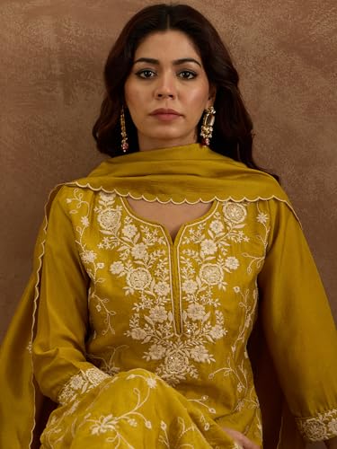 Image of INDO ERA Women's Teal Silk Blend Embroidered Straight Kurta Pant And Dupatta Set (IESTR6287)