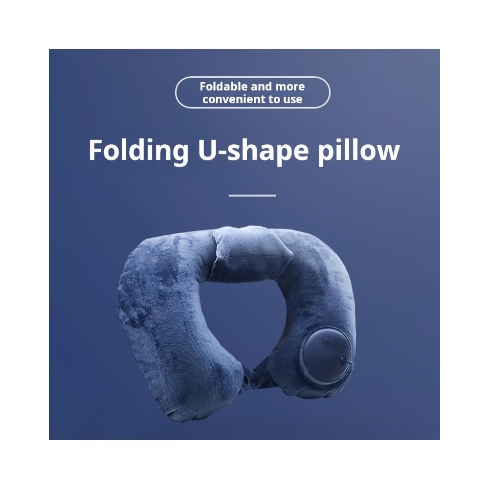 SMFUYT NYSDM 1pc Oreiller de Voyage Gonflable, Oreiller Ultraléger, Oreiller Cervical à Capuchon sur Avion, Oreillers Lavables Portables pour la Sieste au Bureau