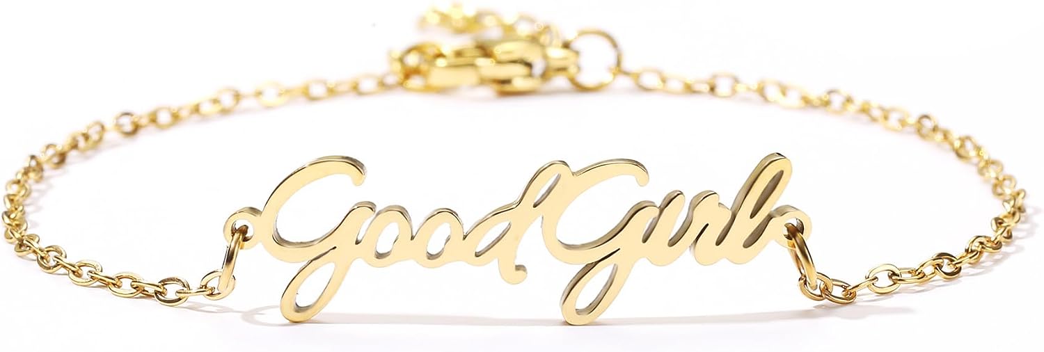 Funny Naughty Bracelet for Women Gold Plated Silver Letter Charm Chain Couple Wife Gift Bracelet Dainty Adjustable Jewelry Novelty Gag Gift for Lover