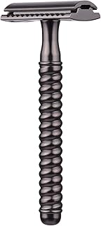 Lâminas de barbear de aço inoxidável de borda dupla Conjunto de navalhas de barba de segurança Remoção manual do bigode Ferramenta tradicional de barbear para viagens em casa de hotel navalha,lamina de barbear,navalha de segurança,navalha de barba,navalha de metal Black