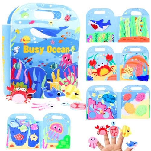 Tbintul Libro Montessori 1 año, Busy Board Libro Interactivo, Juguetes Educativos Juguete Sensoriales, Libro Interactivo Juguetes Montessori para Niños 1 2 3 4 5 años