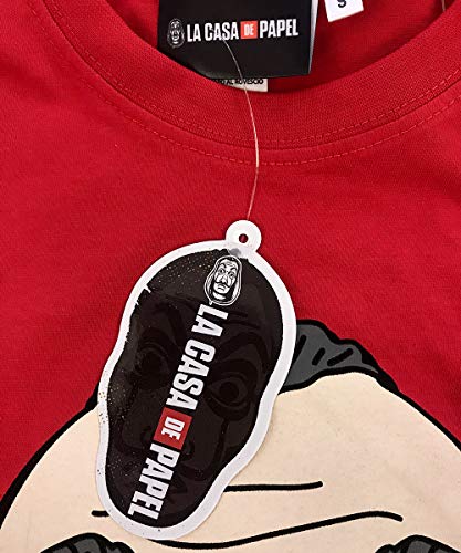 Casa de Papel Geld Heist Red Tshirt Front Print Dalì Masker Logo Officiële Product 100% Originele Netflix TV-serie - Afbeelding 3
