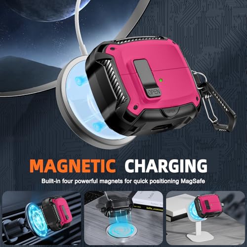 Image of Compatible with Samsung Galaxy Buds 3 Case & Galaxy Buds 3 Pro Case with Phone Stand, Compatible with MagSafe, (Rose red)