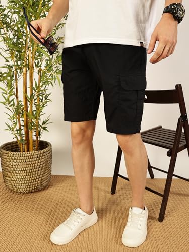 Image of Thomas Scott Men's | Regular Fit | 100% Cotton | Solid | Breathable Lightweight | 6-Pocket Cargo Shorts | Cricket Club Collection