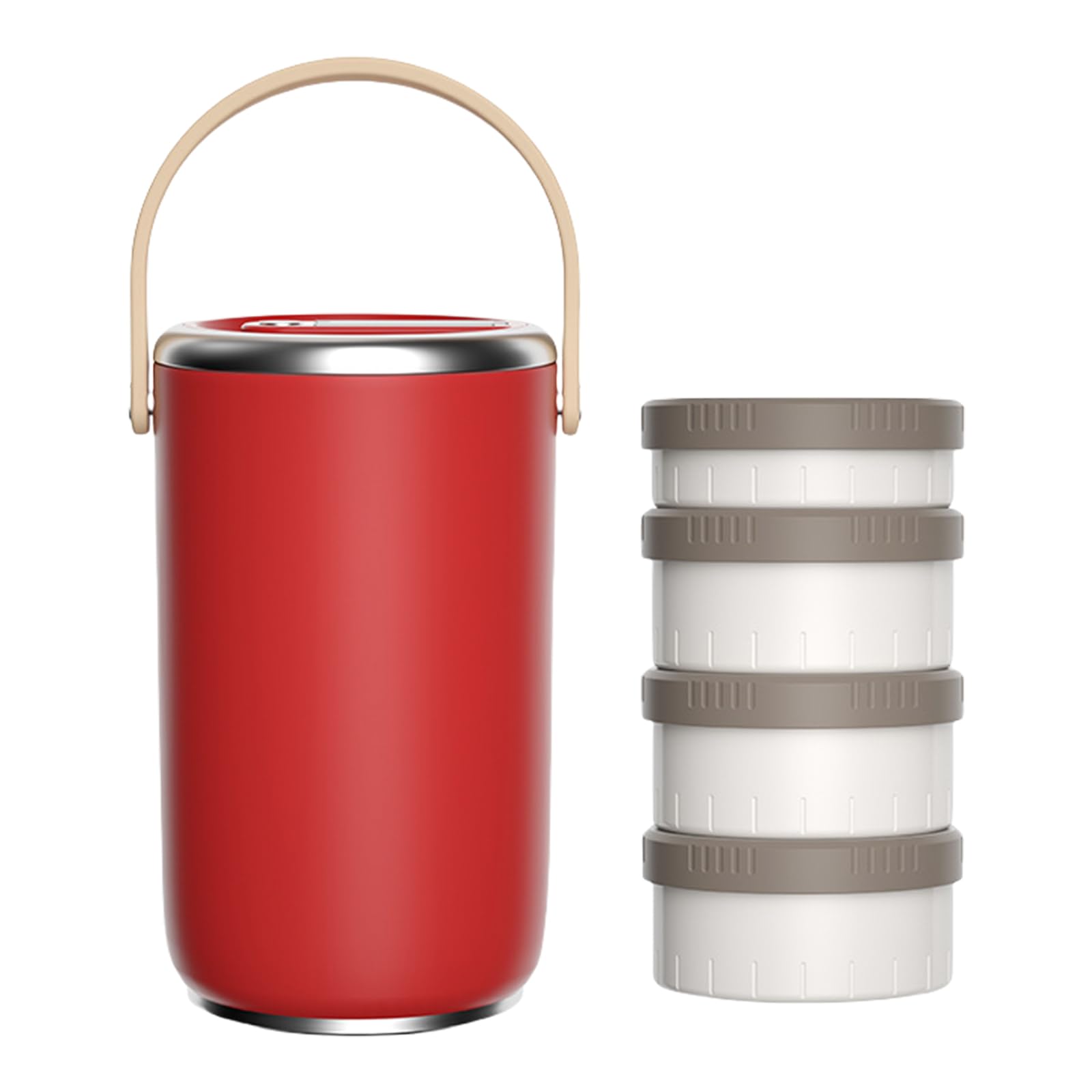 MALSSE Bentos Lunch Box with Handle Large Capacity Stainless Steel Insulated Food Container with Stackable Compartment Portable Insulated Food Jar with Handle