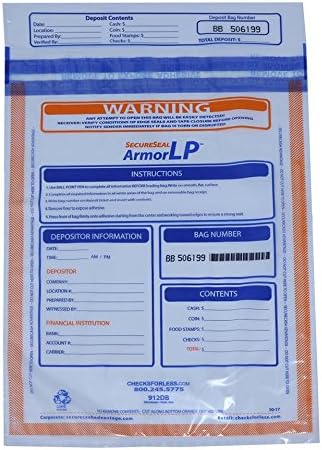 Bank Deposit Security Bags for Cash. Tamper Evident and Resistant Plastic, Perfect for Night Time Safe Money Drop. Comes with 100 Bags and 1 Black Vinyl Pouch.