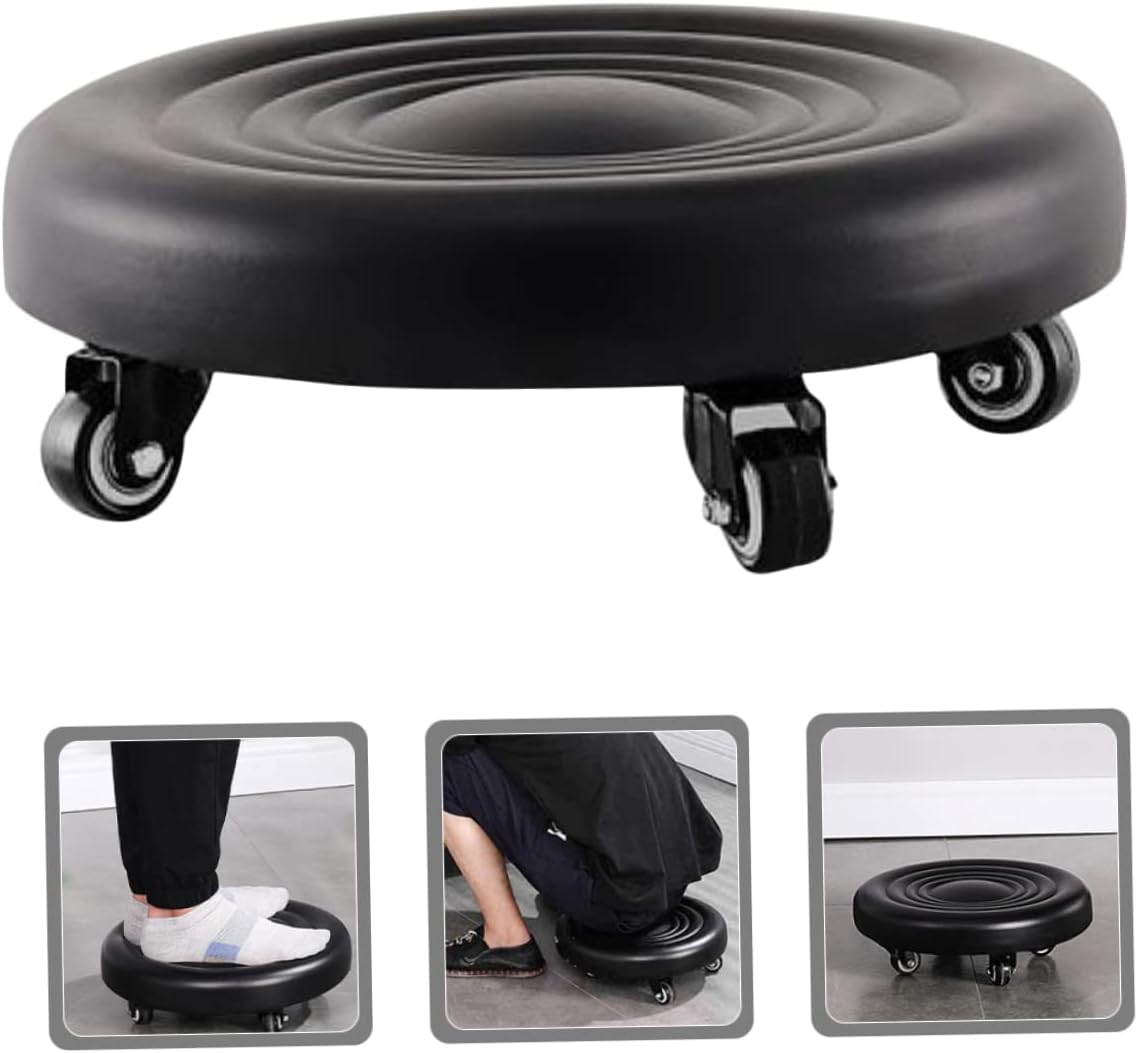 jojofuny Folding Stool Wheels Multi-Function Step Stool Wide Base for Home Bathroom Easy to Move