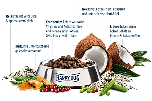 Happy Dog Sensible India - M - Trockenfutter, Hundefutter - Geschmacksrichtung Reis, Erbsen & Kurkuma - 2x10kg