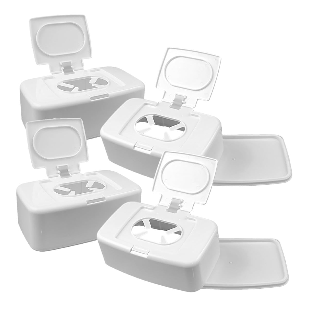 Caja de Toallitas de Plástico Pp Recargable y Portátil 4 Piezas para Almacenamiento Simple Adecuado para Coche y Cajones