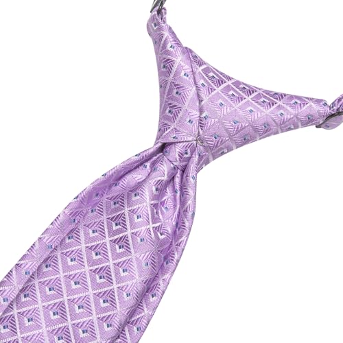 Image of Hi-Tie Boys Tie Pre-Tied Pocket Square Set Adjustable Kids Neckties Age 7-11 Years School UniForm Graduation