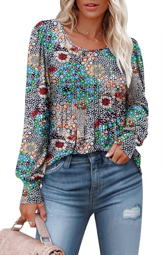 BETTE BOUTIK Long Sleeve Shirts for Women Fall Tops Dressy Blouses Crewneck Tunic Tops for Leggings S-3XL