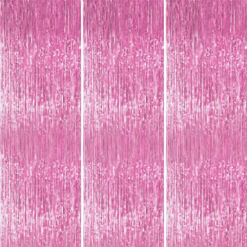 Rideaux à franges aluminium rose motif guépard PartyWoo 3 pièces 2,5 m scintillantes pour fête