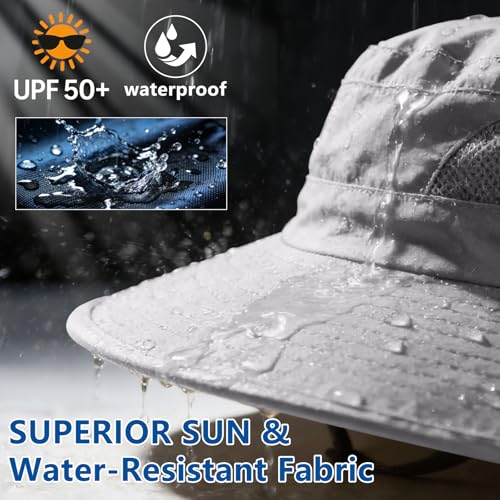 Image of ZOORON Sun Hats for Men Women Fishing Hat with Neck Flap,UPF 50+ Sun Hat Waterproof Wide Brim Bucket Hats for Safari Hiking