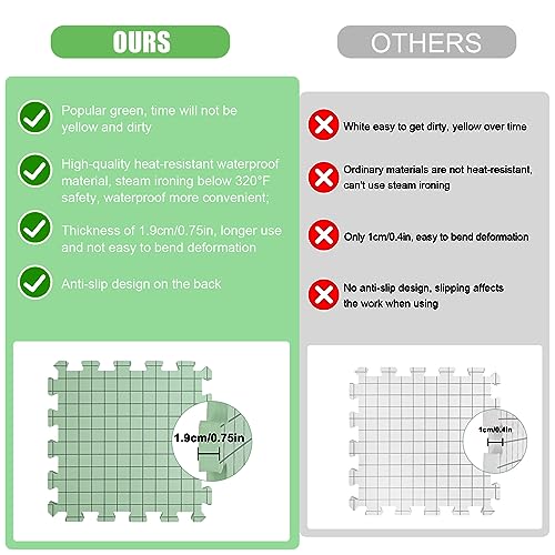 Image of 9 PCS Knitting Mats, 0.75in Thick Blocking Board for Crocheting, 12 in Standard Mats for Wet and Steam Blocking (Green)
